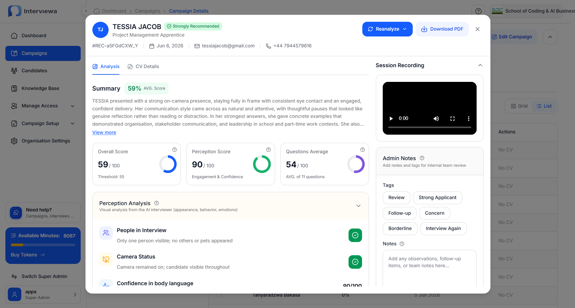 analysis page